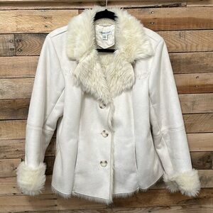 Coldwater Creek Women’s Suede Faux Fur-Lined Coat